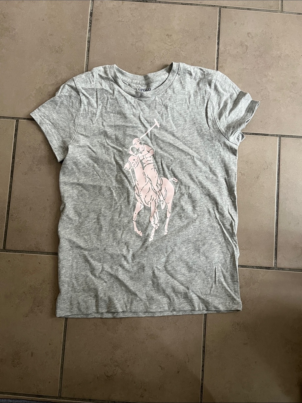 Polo by Ralph Lauren Gray Short Sleeve Tee with Pink Pony Logo